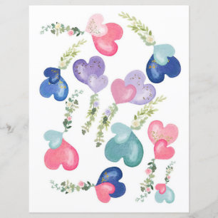 Cute Watercolor Hearts Scrapbook & Journal Cutouts