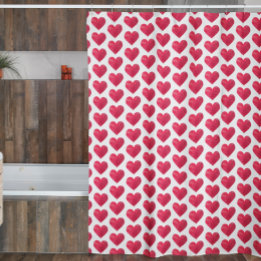 Cute Watercolor Hearts Simple Valentines Pattern Shower Curtain