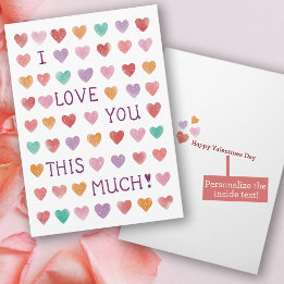 Cute Watercolor Hearts Valentine's Day Card