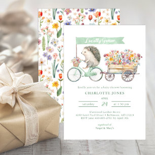 Cute Watercolor Hedgehog Baby Shower Invitation