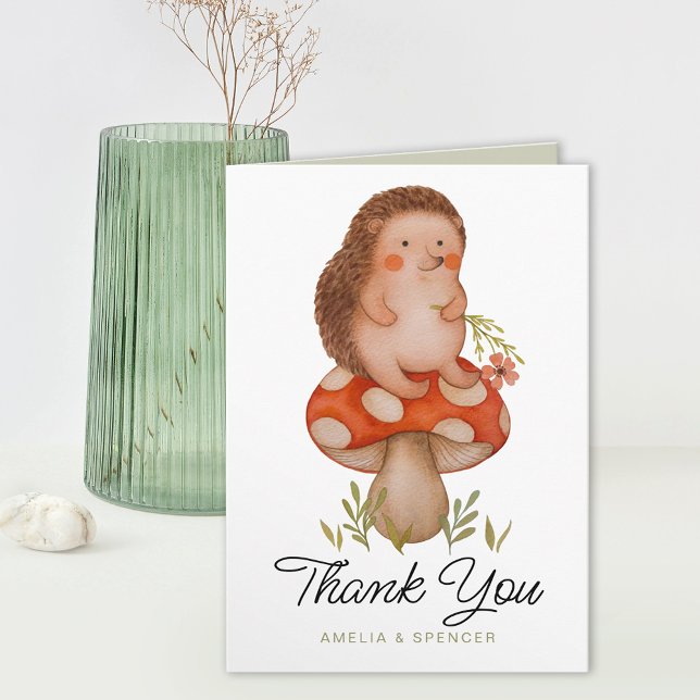 Cute Watercolor Hedgehog Baby Shower Thank You Card (Creator Uploaded)