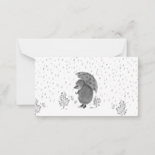 Cute Watercolor Hedgehog Rainy Day Whimsical   Card