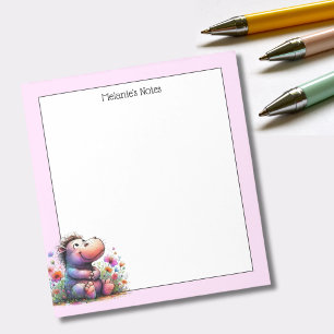 Cute Watercolor Hippo Notepad