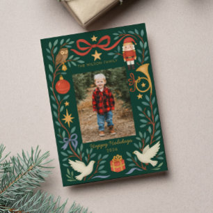 Cute Watercolor Holiday Photo Card  