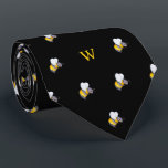 Cute Watercolor Honey Bee Monogram Initial Black Tie<br><div class="desc">Embrace the sweet essence of nature with our Cute Watercolor Honey Bee Tie – a charming accessory that brings the beauty of bees and pollination to your ensemble. This tie isn't just an accessory; it's a visual celebration of the delicate dance of bees and the vital role they play in...</div>