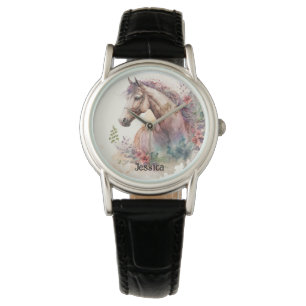 Cute Watercolor Horse Animal Lover Watch