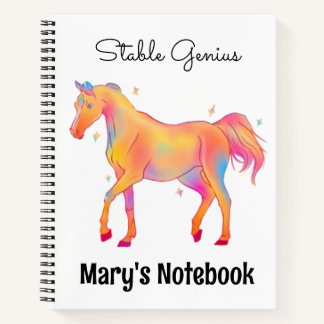 Cute Watercolor Horse Name Personalisation Notebook