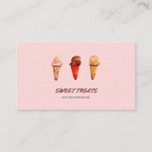 Cute Watercolor Ice Cream Parlour Business Card