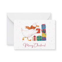 Cute Watercolor Illustrated Goose Christmas 