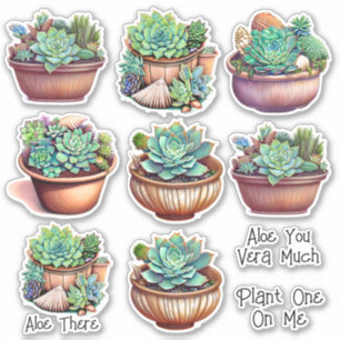 Cute Watercolor Illustration Aloe Vera and Puns