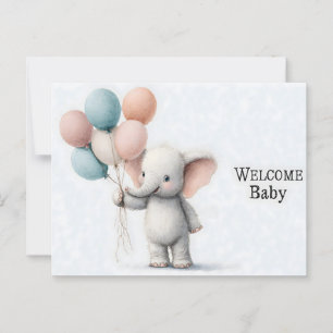 Cute Watercolor Illustration of a Baby Elephant Postcard
