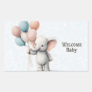 Cute Watercolor Illustration of a Baby Elephant Rectangular Sticker