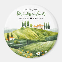Cute Watercolor Illustration of Tuscany Italy