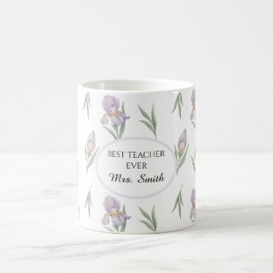 Cute Watercolor Iris Cottagecore Teacher Coffee Mug