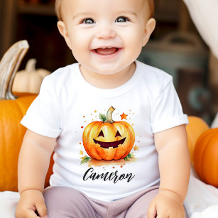 Cute watercolor Jack o lantern Halloween Baby T-Shirt