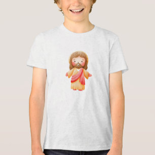 Cute Watercolor Jesus Christ Sacred Heart Illustra Tri-Blend Shirt