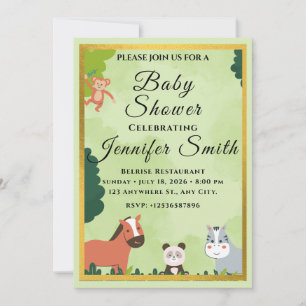 Cute Watercolor Jungle Baby Shower Invitations