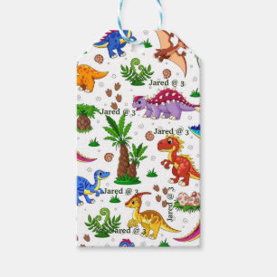 Cute Watercolor Kids' Birthday Dinosaur Thank You Gift Tags