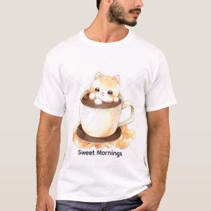 Cute Watercolor Kitten in Teacup Graphic T-Shirt