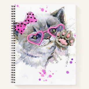 Cute Watercolor Kitten Notebook