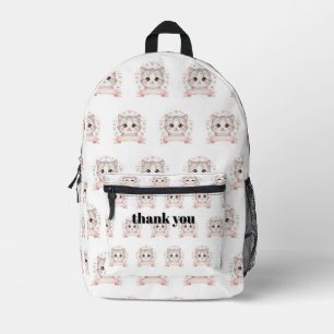 Cute Watercolor Kitten Personalised School Pencil Printed Backpack