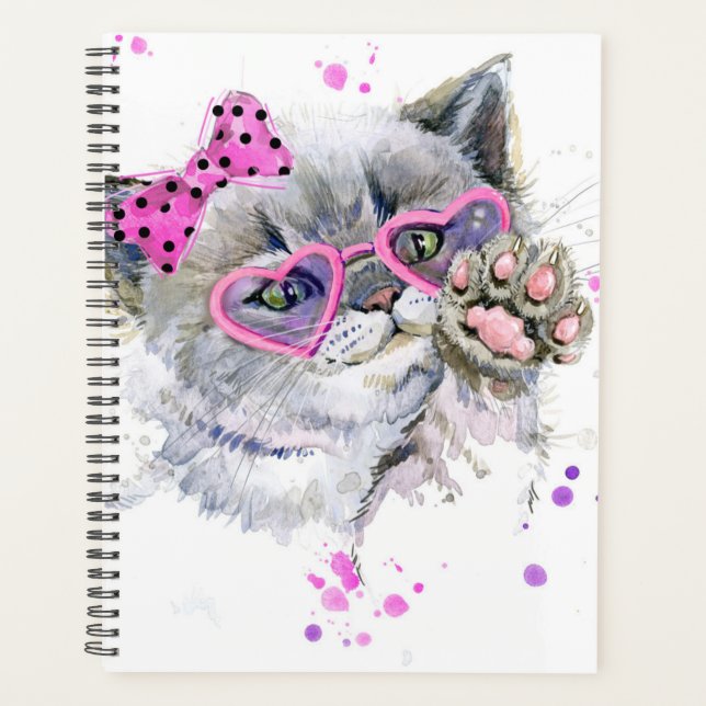 Cute Watercolor Kitten Planner (Front)