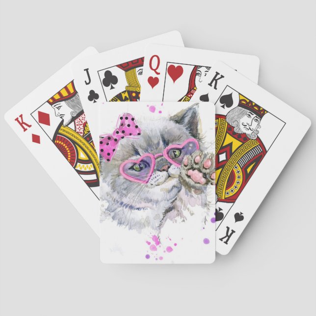 Cute Watercolor Kitten Playing Cards (Back)