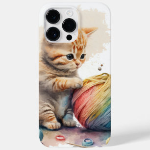 CUTE WATERCOLOR KITTEN WITH BALL OF YARN Case-Mate iPhone 14 PRO MAX CASE
