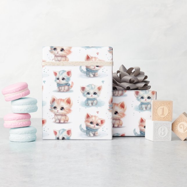 Cute Watercolor Kittens - Wrapping Paper (Baby Shower)