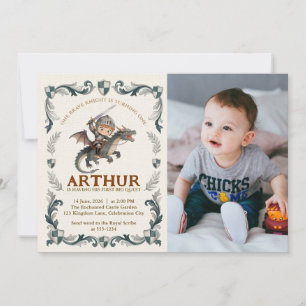 Cute Watercolor Knight Castle Boys 1st Bday Photo