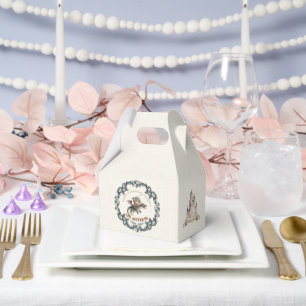 Cute Watercolor Knight Castle Boys First Birthday Favour Box