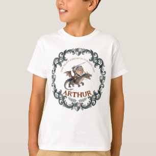 Cute Watercolor Knight Castle Boys First Birthday T-Shirt