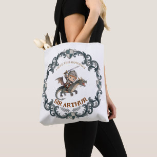 Cute Watercolor Knight Castle Boys First Birthday Tote Bag