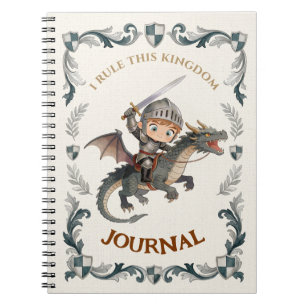Cute Watercolor Knight Dragon Castle Boys Kingdom Notebook