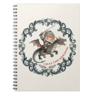 Cute Watercolor Knight Dragon Castle Boys Kingdom Notebook