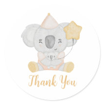 Cute Watercolor Koala Baby Shower Party Thank You
