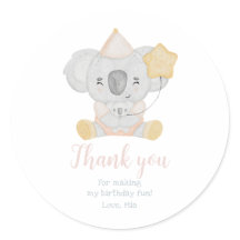 Cute Watercolor Koala Birthday Party Thank You