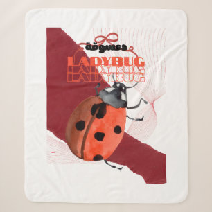 Cute Watercolor Ladybug Arabic Calligraphy Sticker Sherpa Blanket