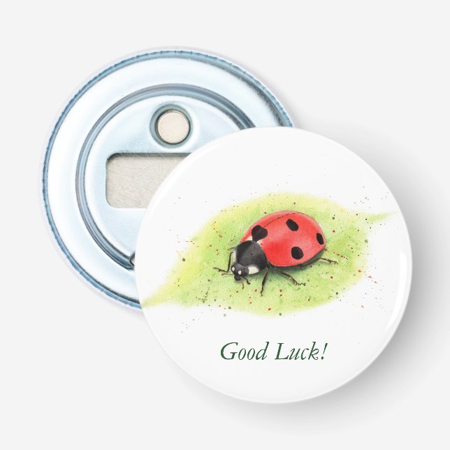 Cute Watercolor Ladybug Bottle Opener (Front)