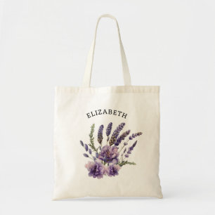 Cute Watercolor Lavender Flowers Personalised Tote Bag