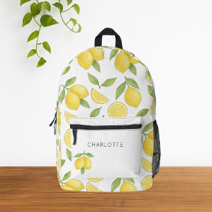 Cute Watercolor Lemon Pattern  Printed Backpack