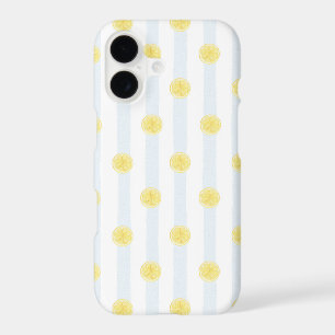 Cute Watercolor Lemon Yellow Blue Stripes