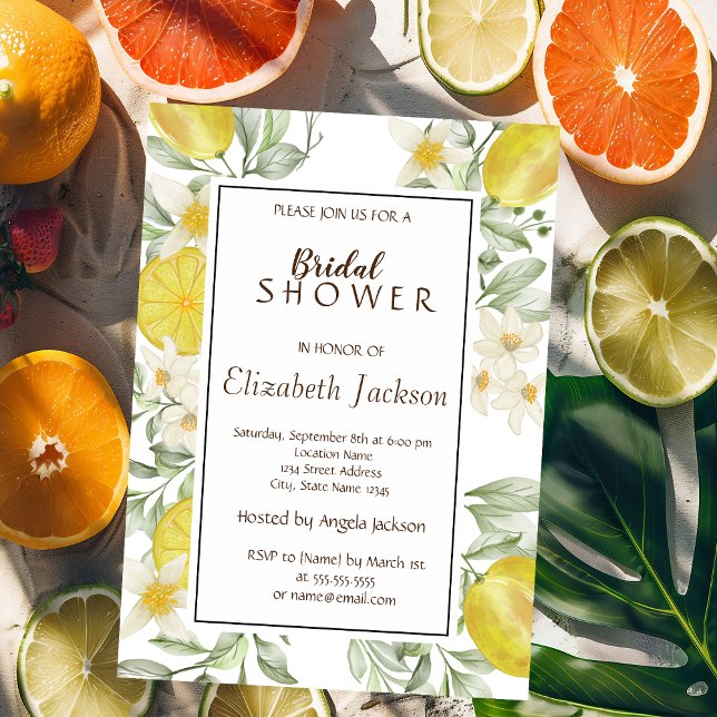 Cute Watercolor Lemons Flowers Invitation (Creator Uploaded)