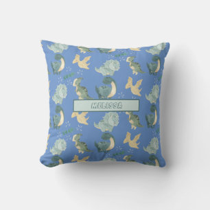 Cute Watercolor Light Blue Dinosaur Pattern Cushion