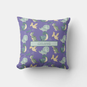 Cute Watercolor Light Purple Dinosaur Pattern Cushion