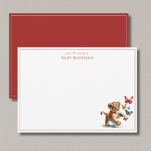 Cute Watercolor Lion Baby Nursery Thank You  Card