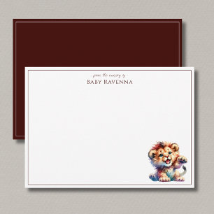Cute Watercolor Lion Baby Nursery Thank You Card
