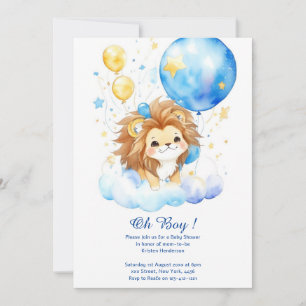 Cute Watercolor Lion Baby Shower Invitation