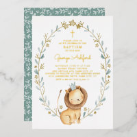 Cute Watercolor Lion Prince Baby Boy Baptism
