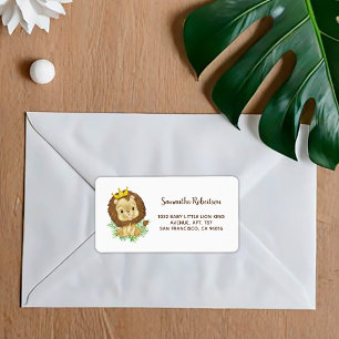 Cute Watercolor Lion Safari Animal Baby Shower Label